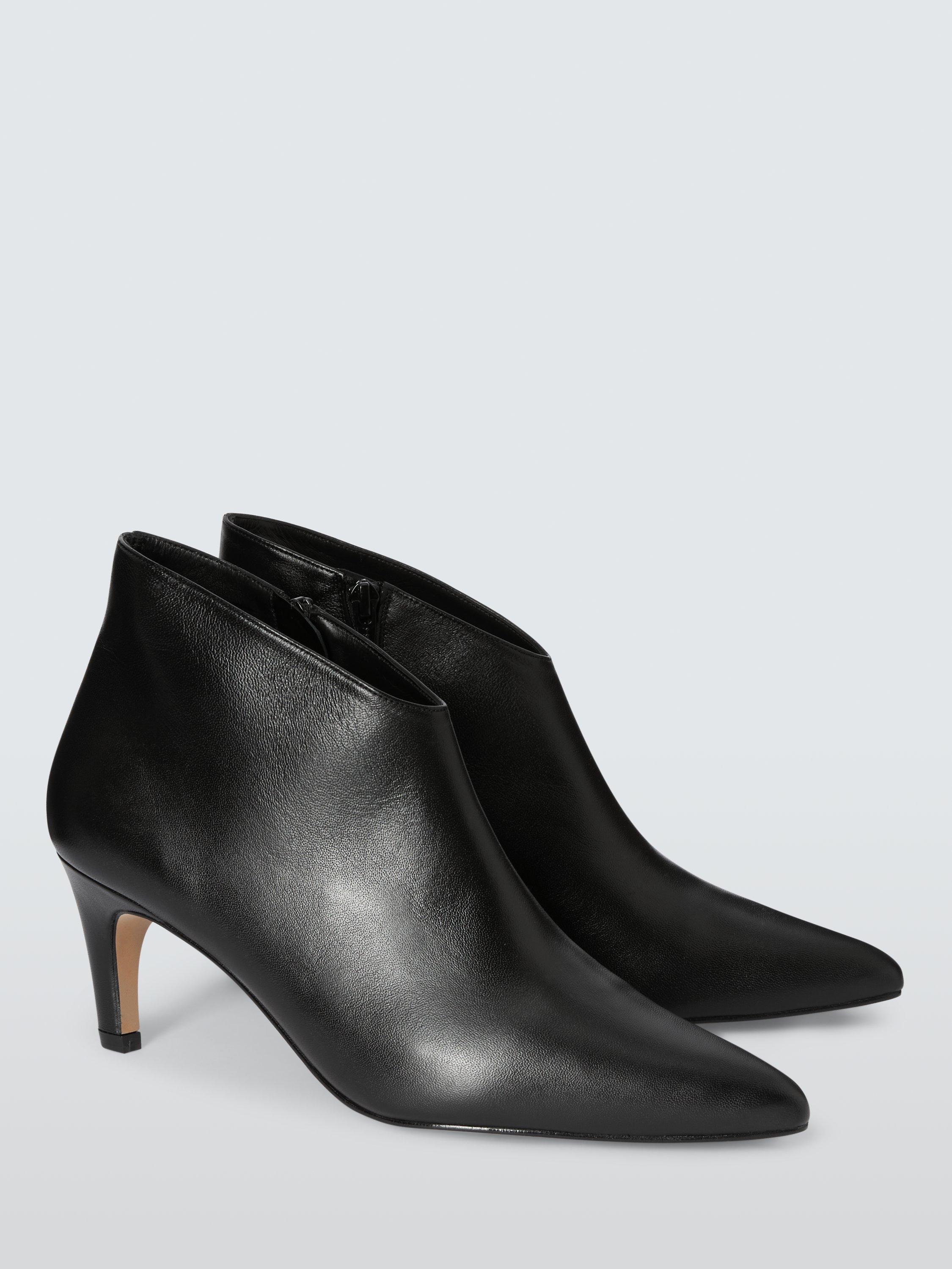 Product image 3 of 6, which shows John Lewis Willow Leather Kick Heel Pointed Shoe Boots, Black, 3