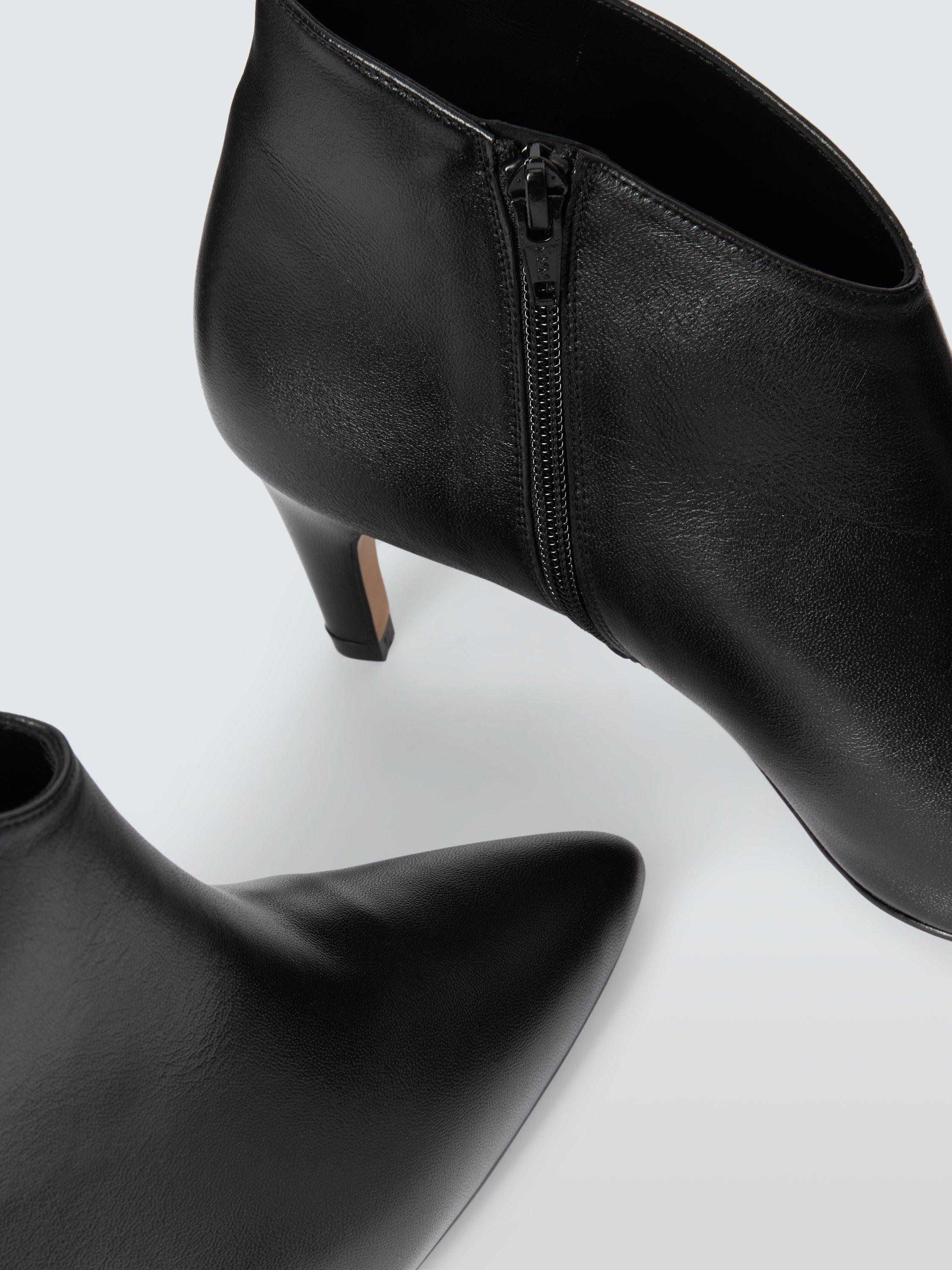 Product image 4 of 6, which shows John Lewis Willow Leather Kick Heel Pointed Shoe Boots, Black, 3