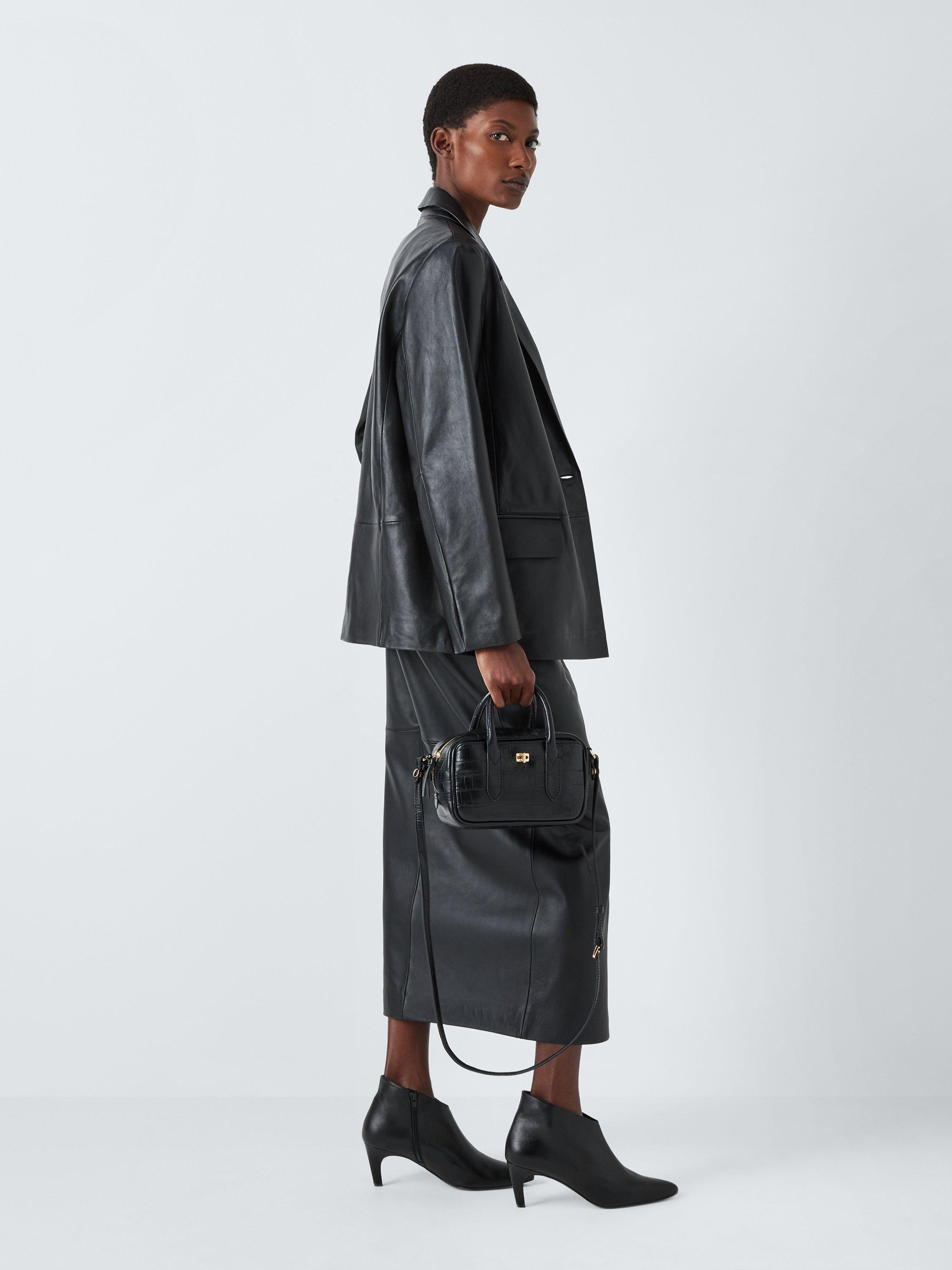Product image 6 of 6, which shows John Lewis Willow Leather Kick Heel Pointed Shoe Boots, Black, 3