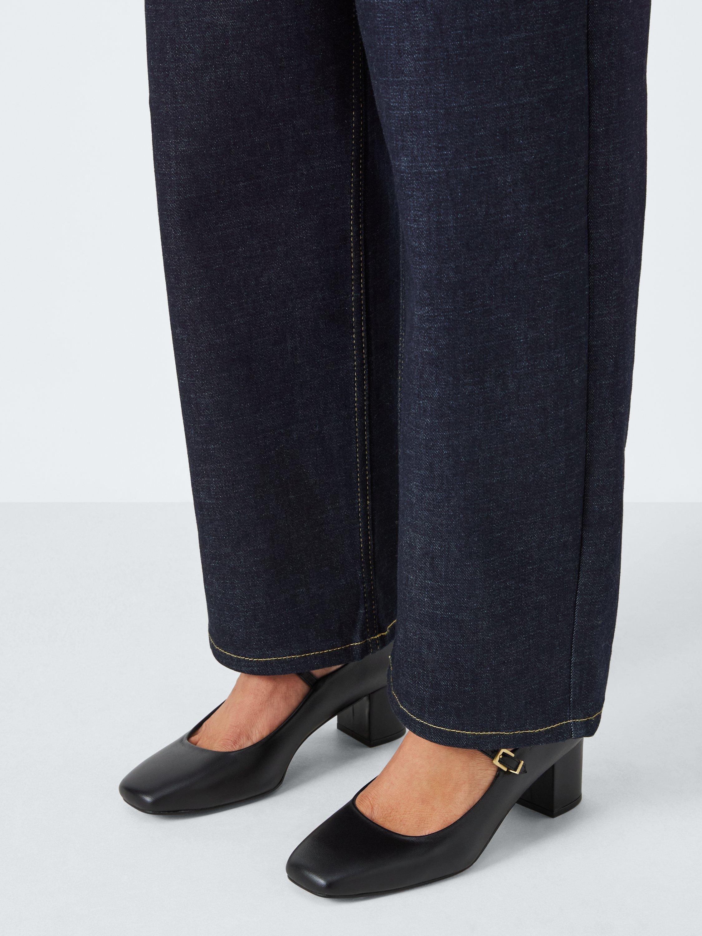 Product image 2 of 6, which shows John Lewis Adore Leather Low Block Heel Mary Jane Court Shoes, Black, 3