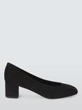 John Lewis Alice Suede Block Heel Square Toe Court Shoes, Black