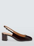 John Lewis Celeste Leather Block Heel Slingback Open Court Shoes, Silver