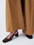 John Lewis Celeste Leather Block Heel Slingback Open Court Shoes, Cherry