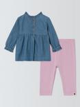 John Lewis Baby Embroidered Denim Top and Leggings Set, Multi