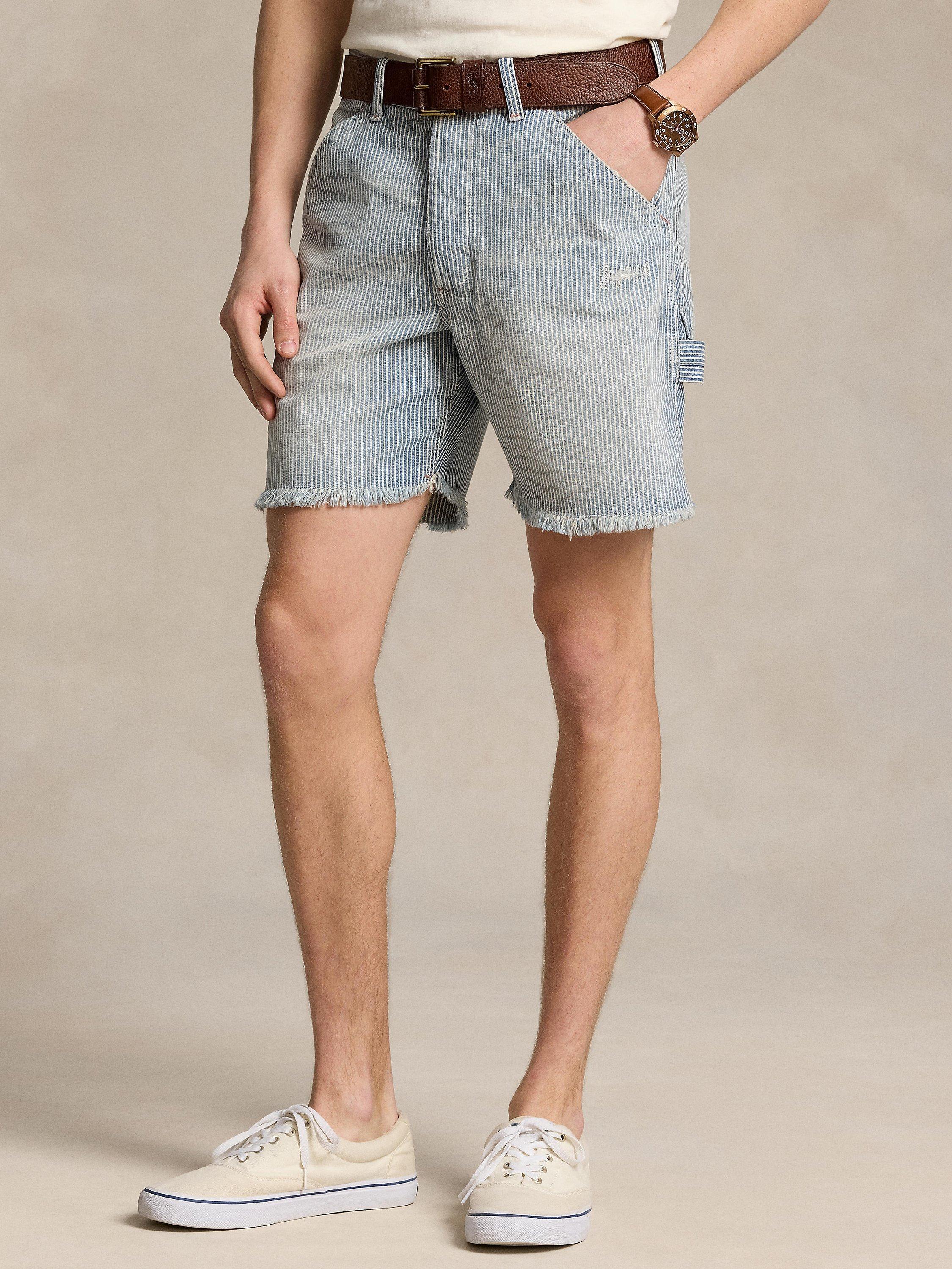 Product image 1 of 5, which shows Polo Ralph Lauren Lightweight Stripe Cotton Shorts, Castellow, 34R
