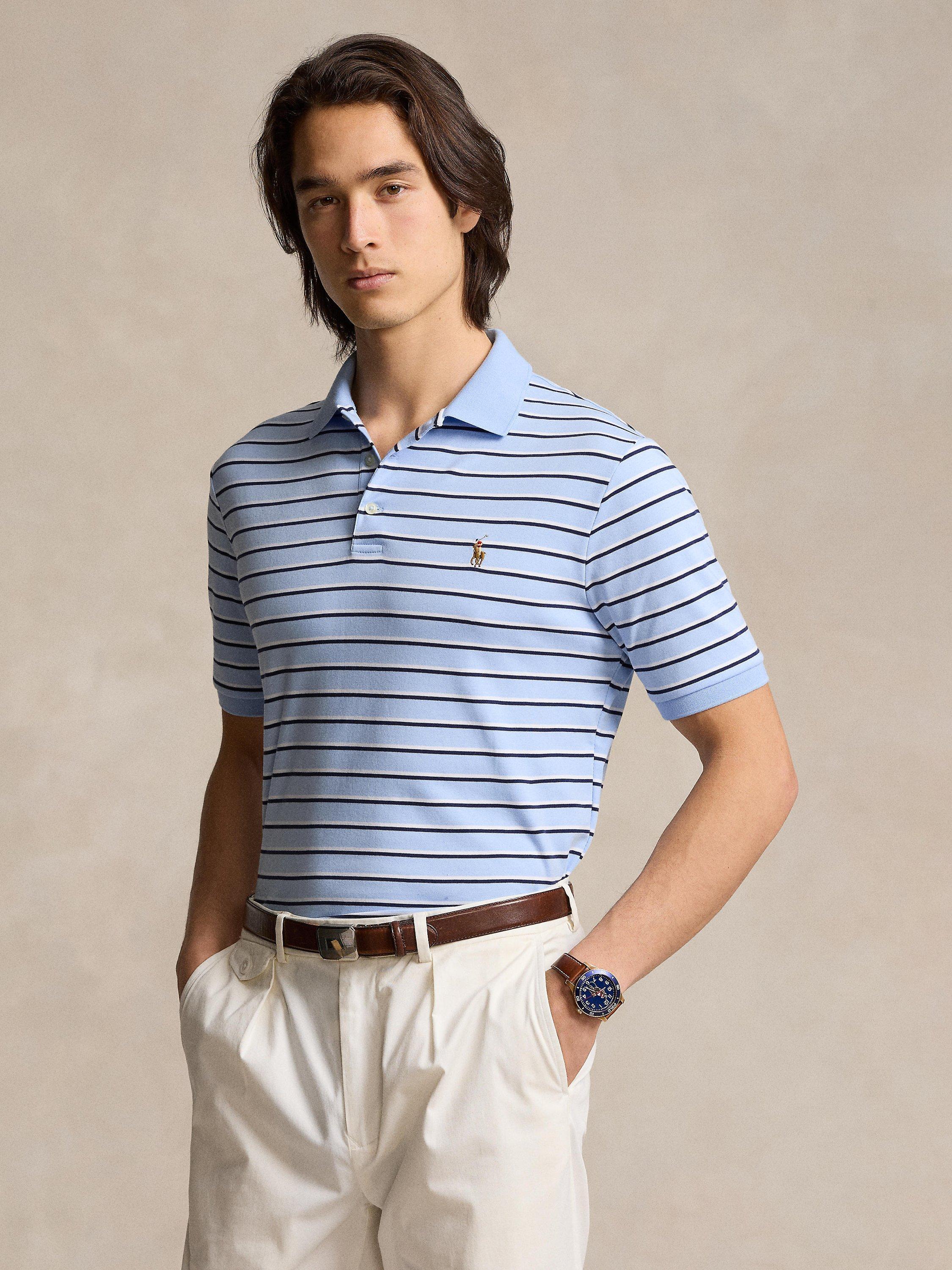 Striped button down polo online