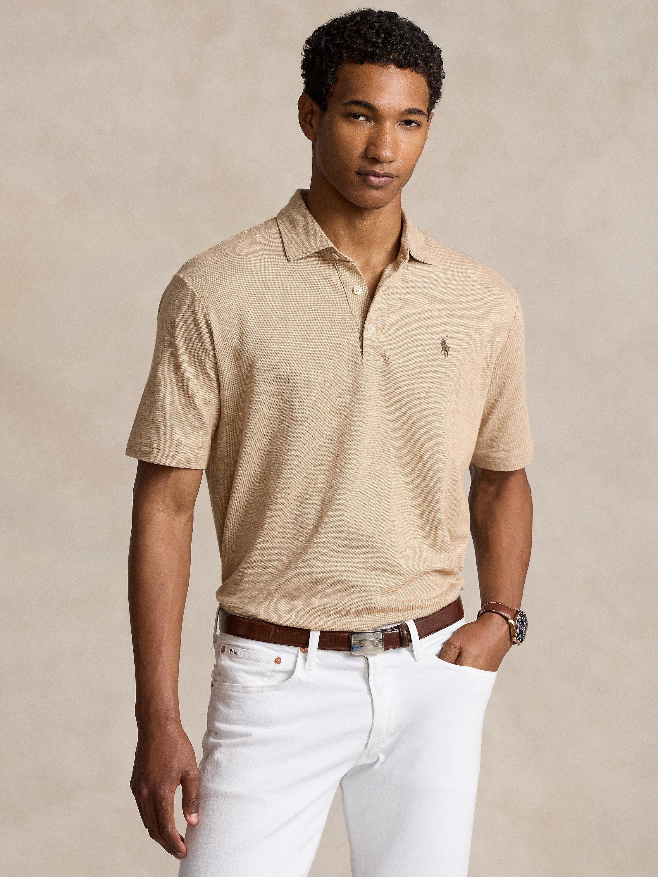 Polo Ralph Lauren Short Sleeve Polo Shirt Classic Camel White