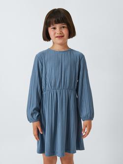 John Lewis ANYDAY Kids' Plisse Dress, Blue, Blue