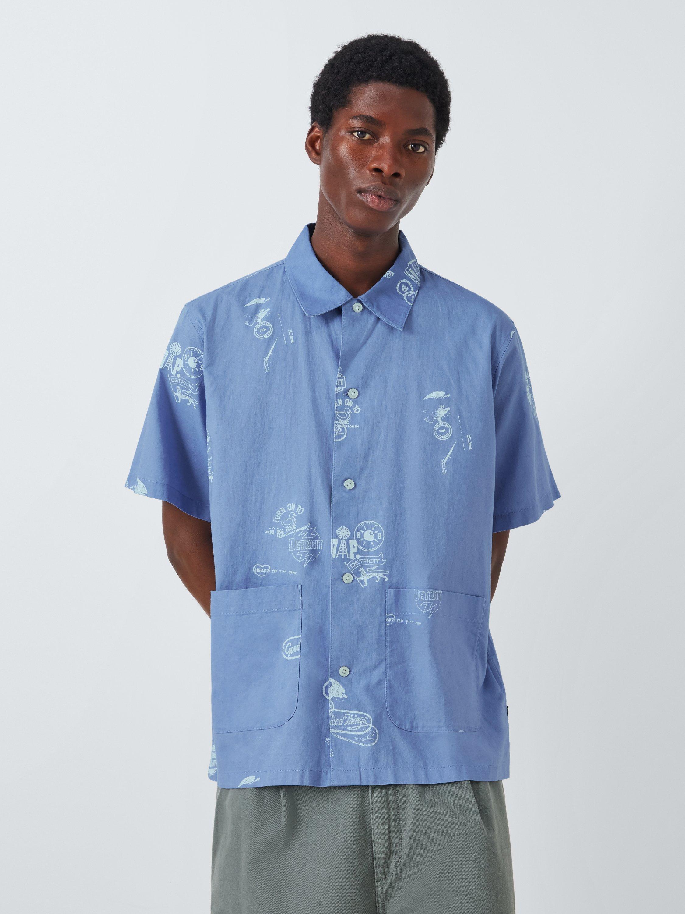 Carhartt WIP Cotton & Linen Blend Short Sleeve Shirt, Bourbon, M