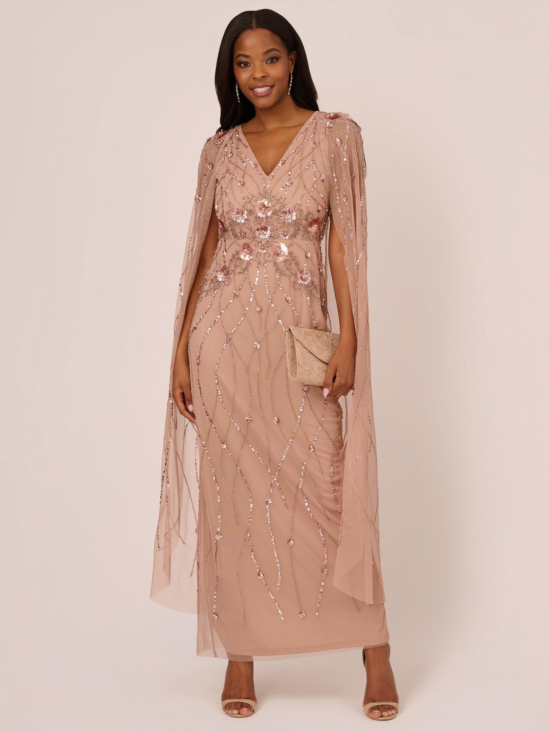 Long rose gold dress with sleeves hot sale