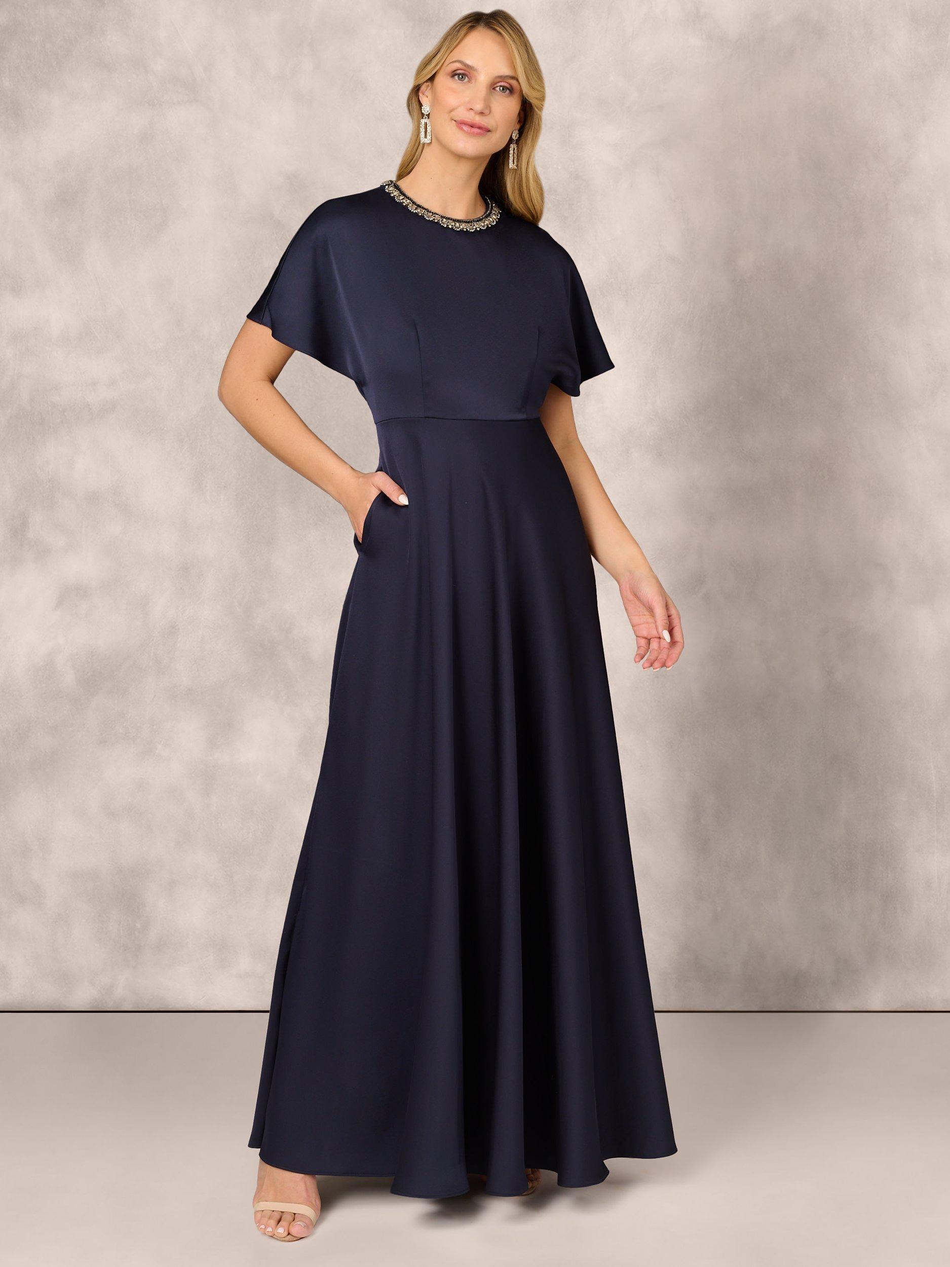 Aidan Mattox by Adrianna Papell Crepe Back Satin Maxi Dress Twilight