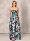 Aidan Mattox by Adrianna Papell Metallic Jacquard Bandeau Maxi Dress, Blue/Multi