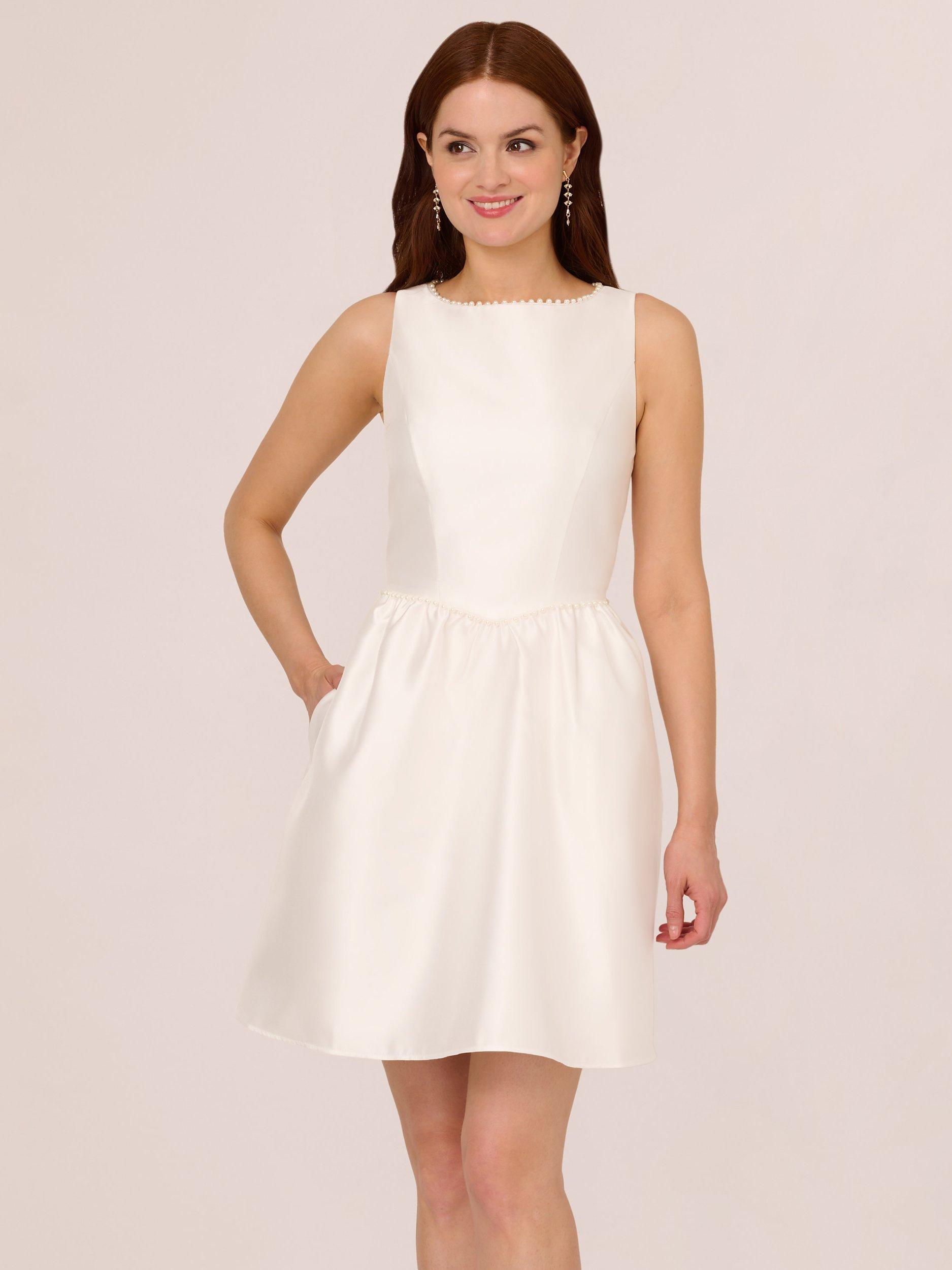 Adrianna Papell Pearl Mikado Mini Dress Ivory