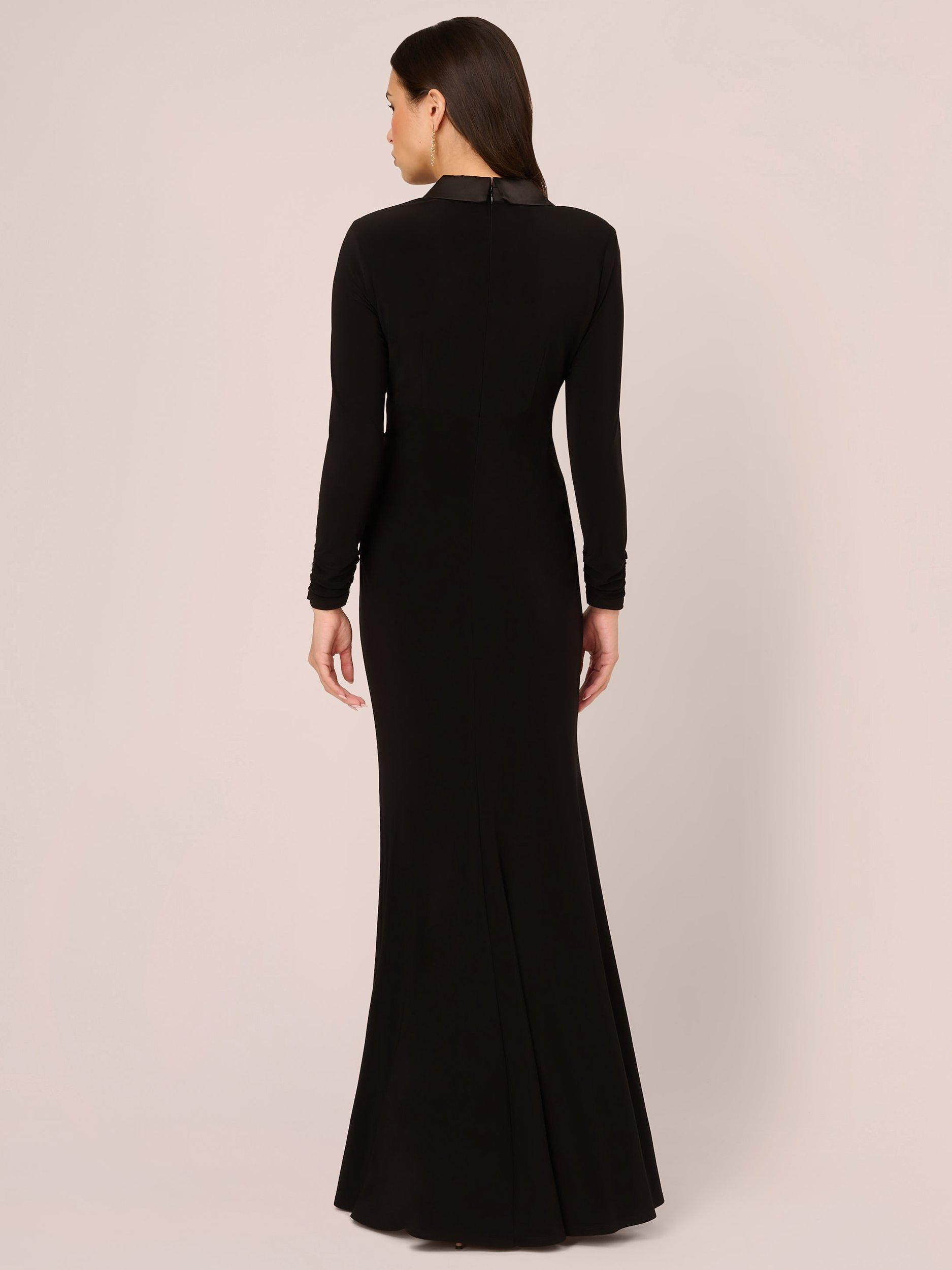 Product image 2 of 7, which shows Adrianna Papell Tuxedo Long Dress, Black, 6