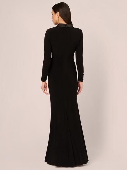 Adrianna Papell Tuxedo Long Dress, Black - view 2, Black