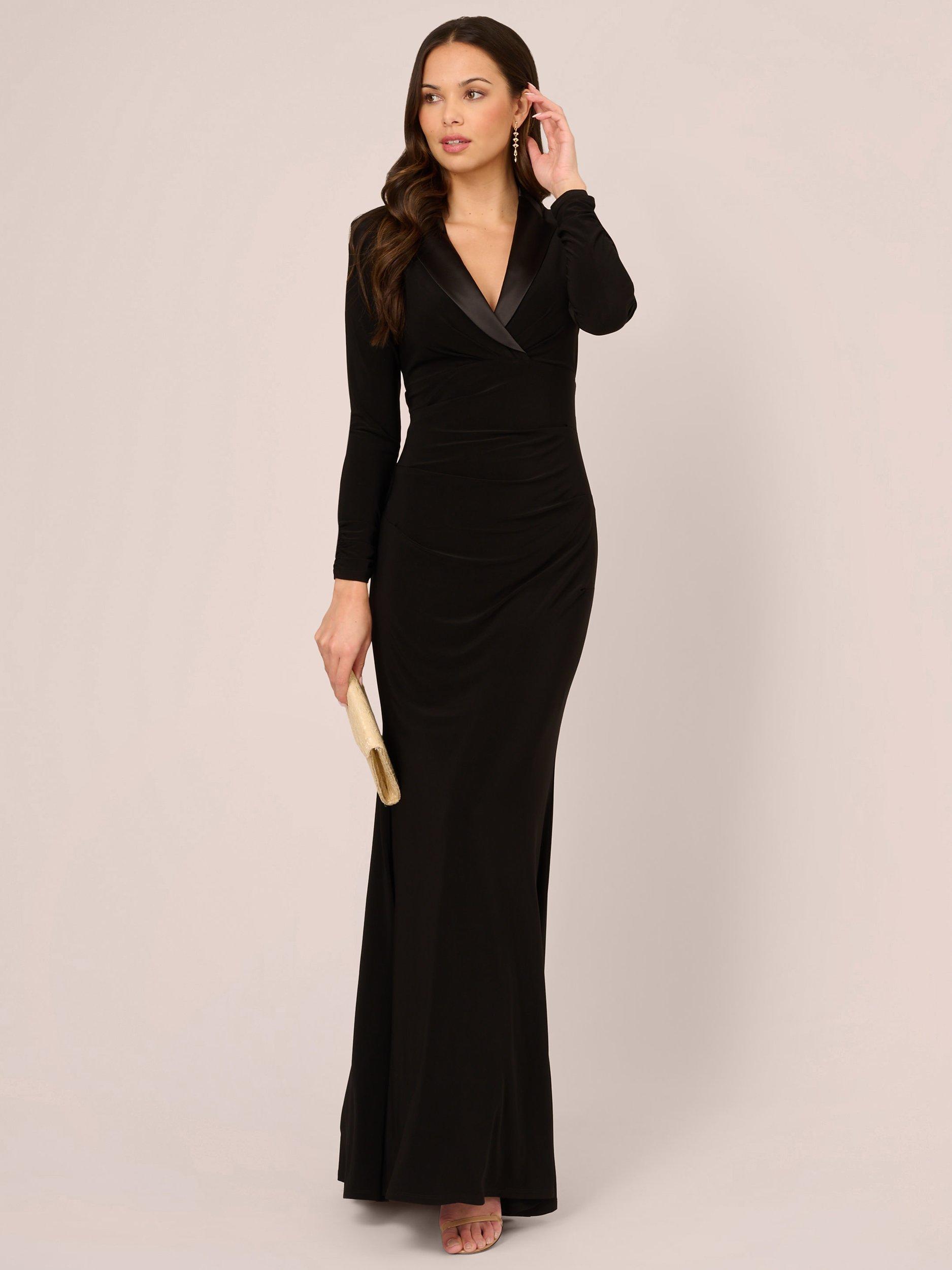 Product image 3 of 7, which shows Adrianna Papell Tuxedo Long Dress, Black, 6