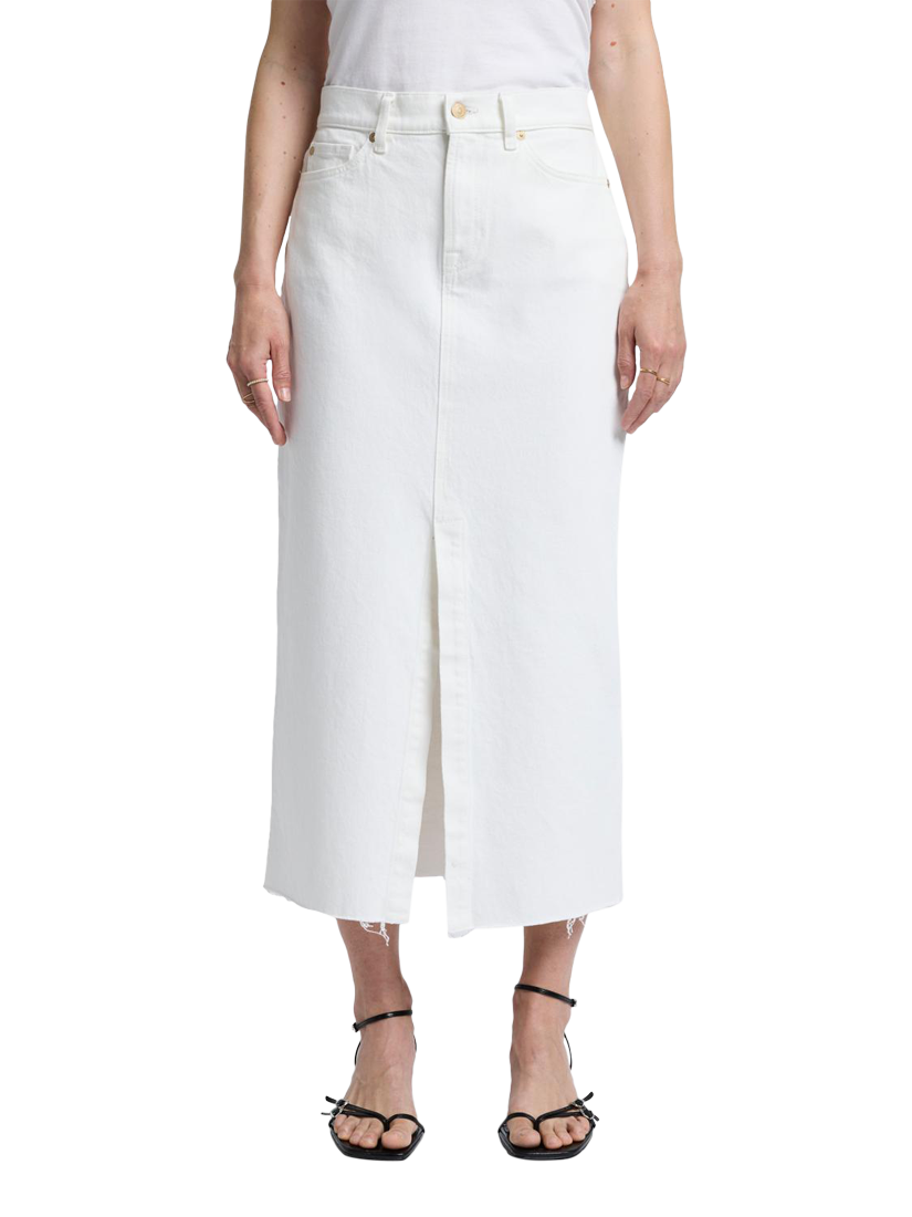 7 For All Mankind Kellie Denim Skirt, White