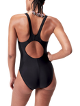 Speedo Colour Block Muscleback Swimsuit, Black/Electric Pink