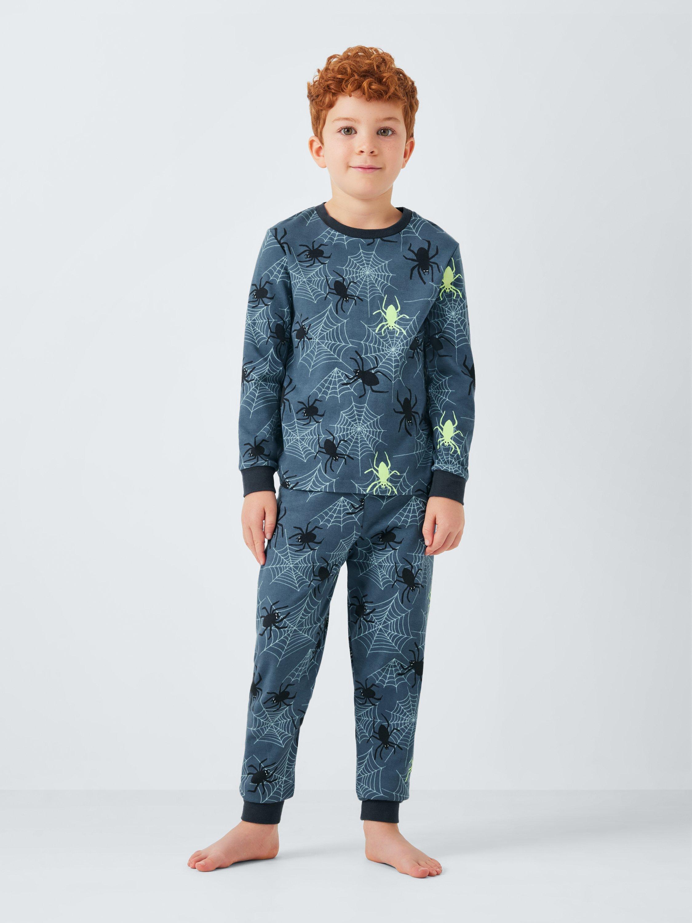 John Lewis Kids Glow In The Dark Spiders Pyjamas Slate