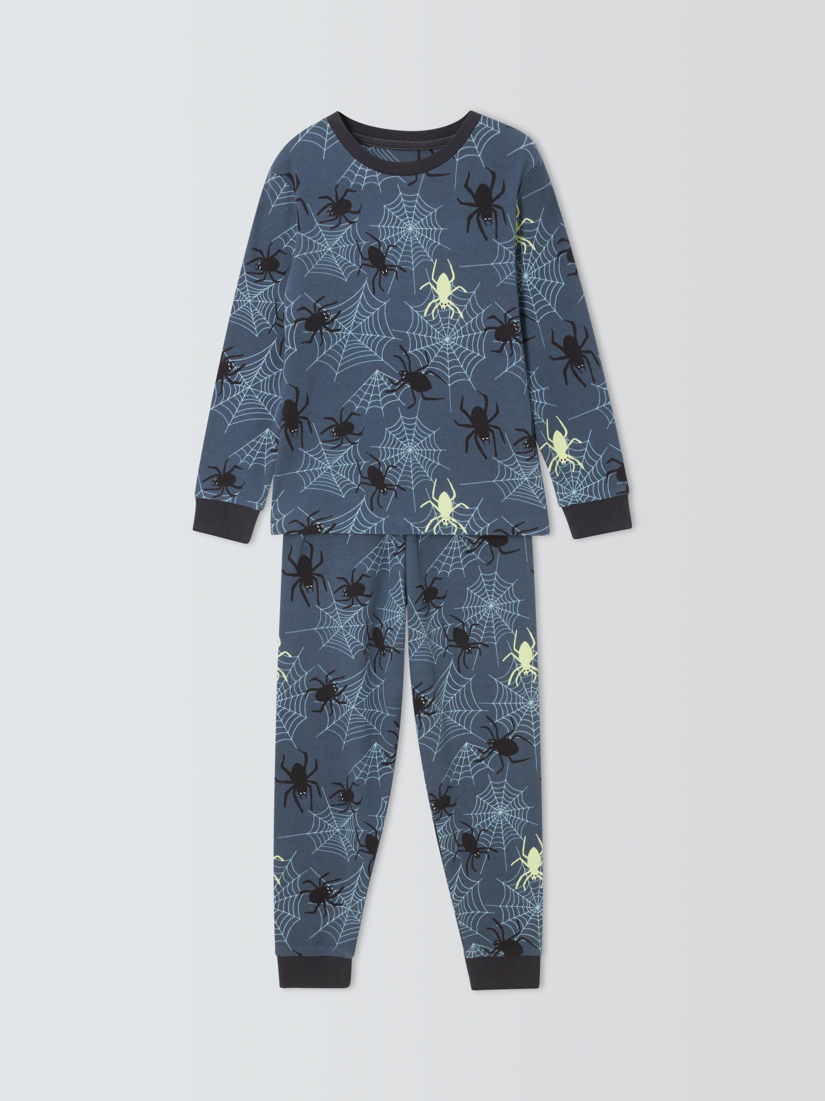 John Lewis Kids Glow In The Dark Spiders Pyjamas Slate