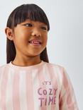 John Lewis ANYDAY Kids' Striped Cozy Time Pyjamas, Pink