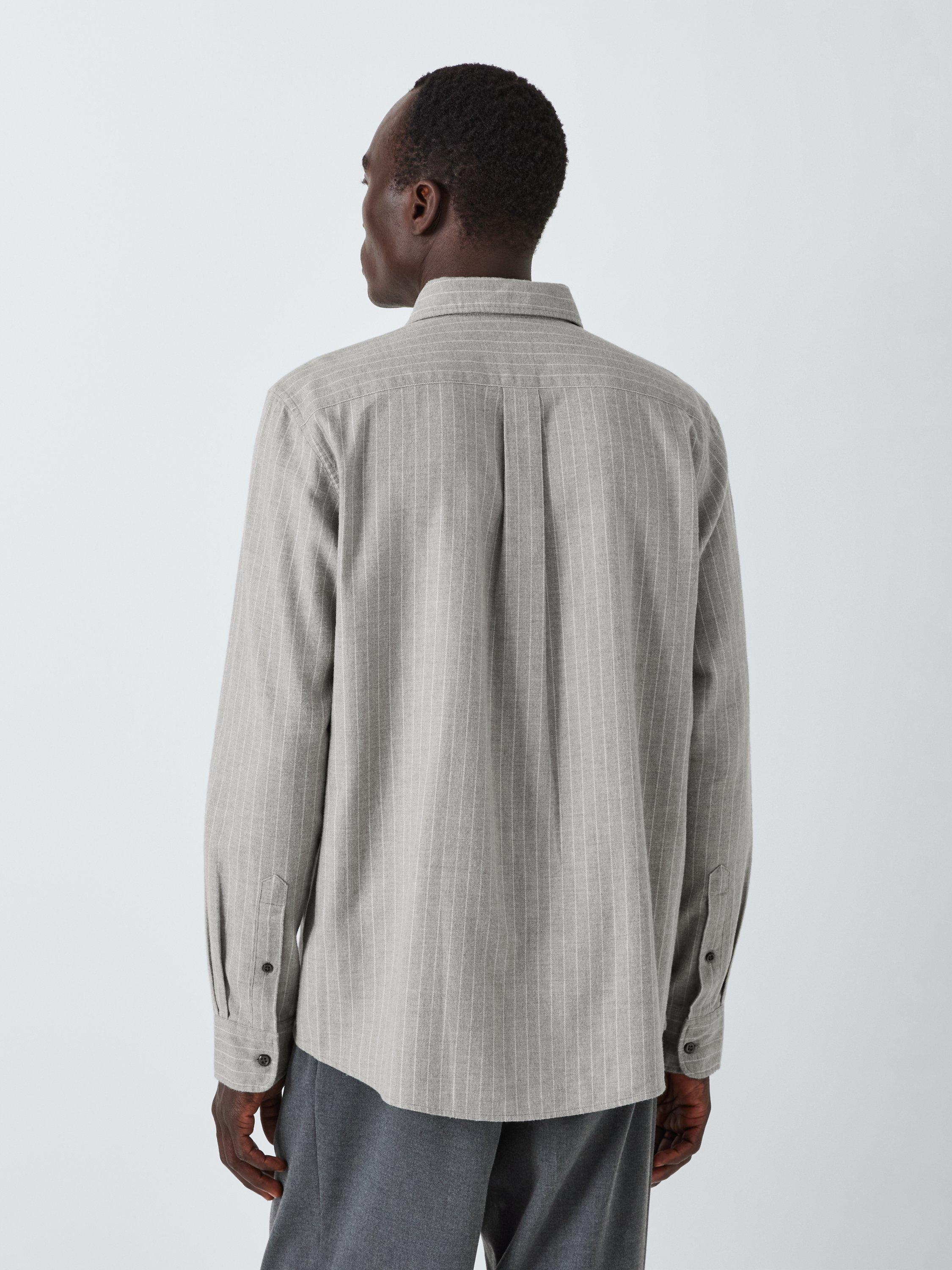 John Lewis Long Sleeve Regular Fit Striped Cotton Shirt, Mourning Dove