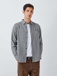 John Lewis Long Sleeve Slim Fit Flannel Cotton Shirt, Mid Grey, Mid Grey