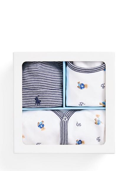 Ralph Lauren Baby Baby Coverall, Bib & Hat Gift Set, 3 Piece - view 2, White/Multi