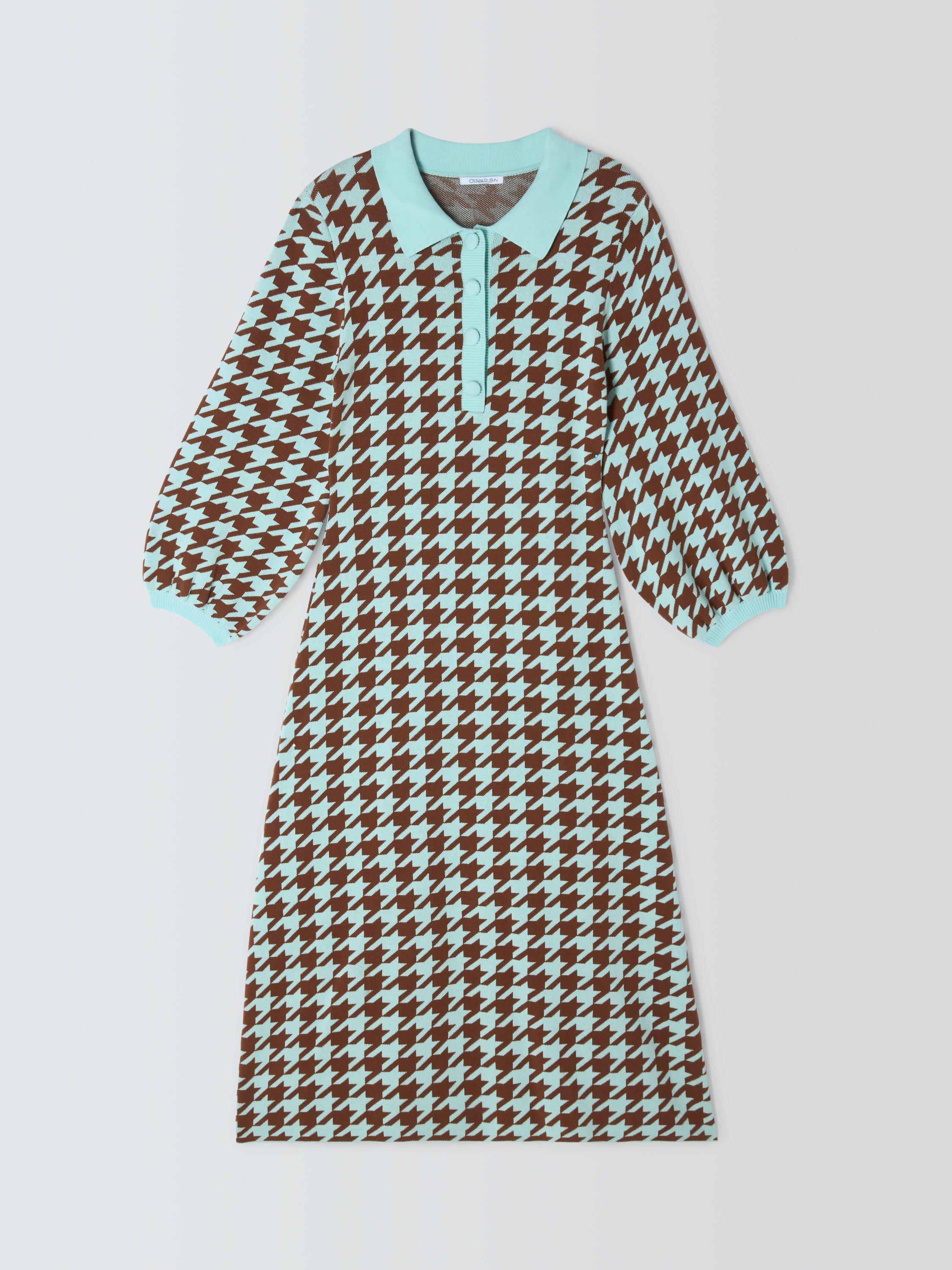 Product image 1 of 1, which shows Olivia Rubin Sonya Houndstooth Knit Dress, Brown/Multi, M