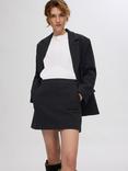 SELECTED FEMME Bex Check Wool Blend Mini Skirt, Dark Grey