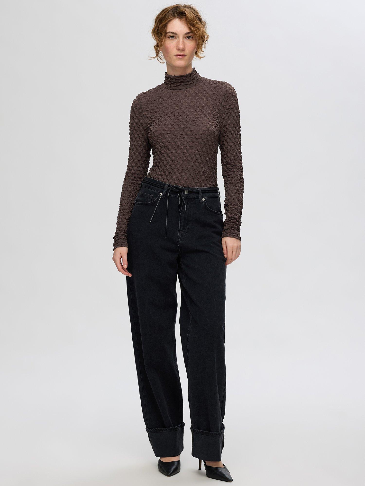 Product image 2 of 4, which shows Selected Timmi Textured Long Sleeve Top, Tobacco Brown, 36