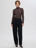 Selected Timmi Textured Long Sleeve Top, Tobacco Brown