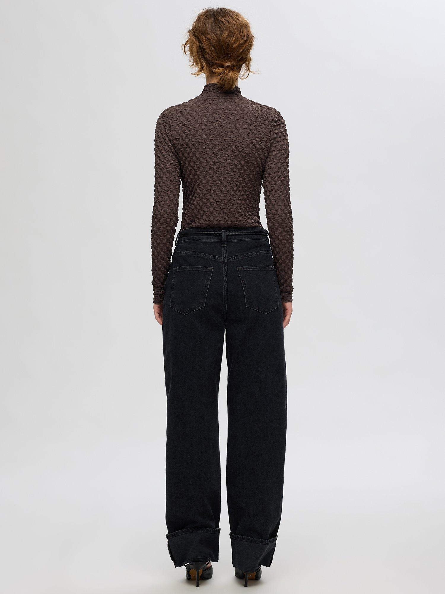 Product image 3 of 4, which shows Selected Timmi Textured Long Sleeve Top, Tobacco Brown, 36