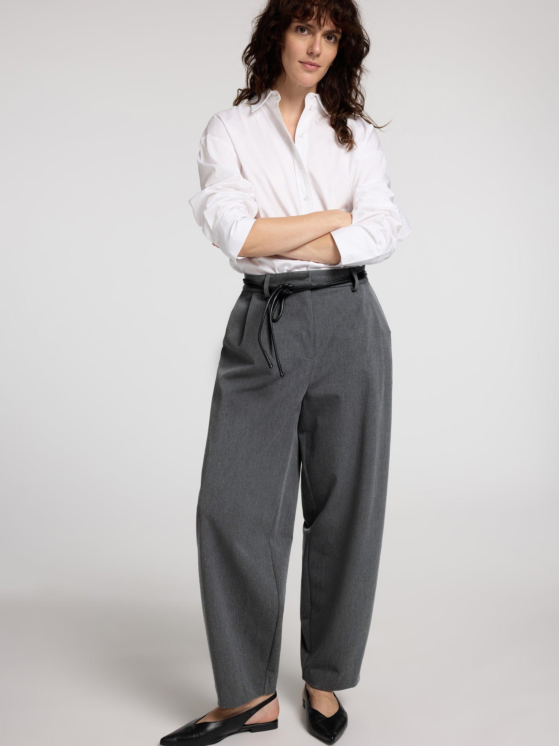 SELECTED FEMME Piya High Waist Barrel Trousers, Dark Grey