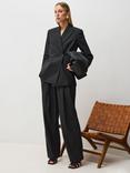 VIVERE Adele Pinstripe Blazer, Charcoal