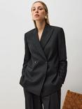 VIVERE Adele Pinstripe Blazer, Charcoal