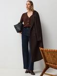 VIVERE Claire Wool Blend Cardigan, Chocolate