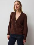 VIVERE Claire Wool Blend Cardigan, Chocolate