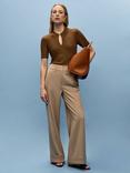 VIVERE Rose Wool Blend Tailored Trousers, Brown