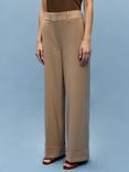 VIVERE Rose Wool Blend Tailored Trousers, Brown