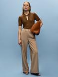 VIVERE Amelia Short Sleeve Rib Knit Top, Brown