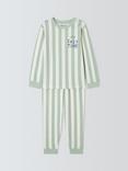 John Lewis ANYDAY Kids' Cosy Stripe Pyjama Set, Green