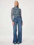 Fabienne Chapot Jane Turtle Neck Floral Print Top, Black/Bright Blue