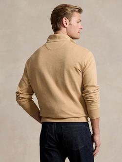 Polo Ralph Lauren Zip Neck Pullover Jersey Top, Camel - view 2, Camel