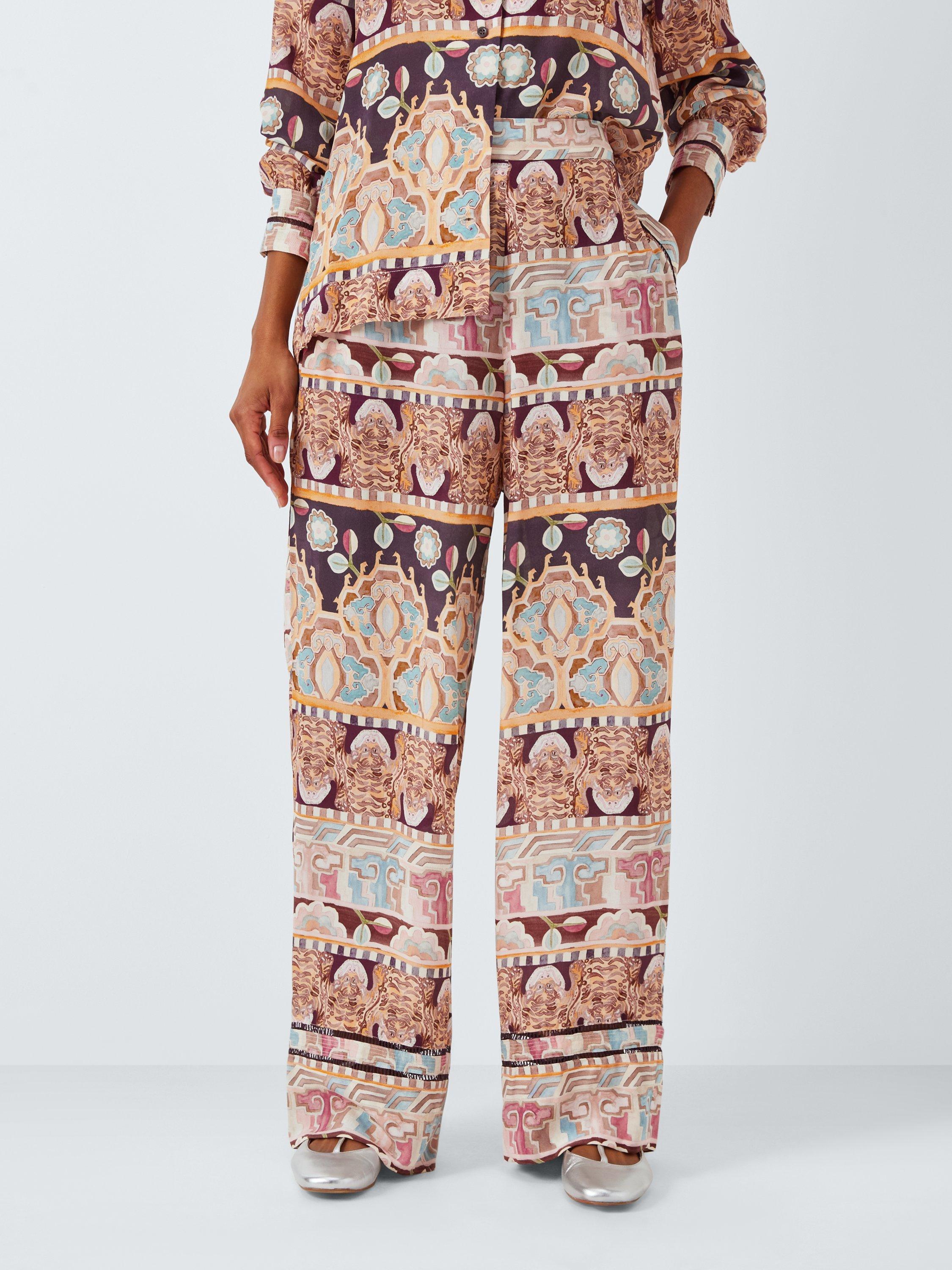 Hayley Menzies Lotus Silk Pyjama Trousers, Multi