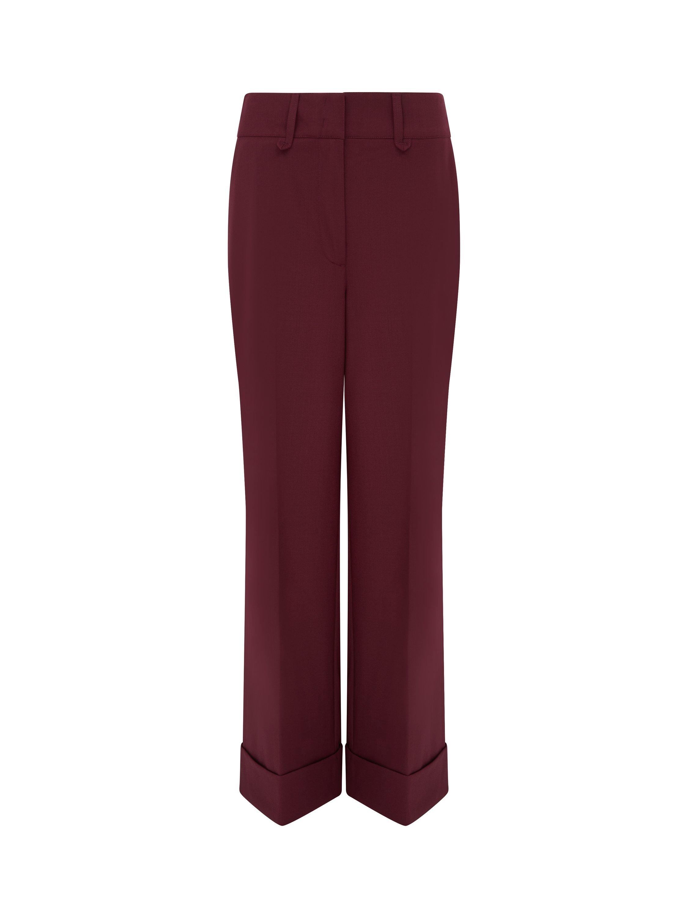 Product image 6 of 6, which shows VIVERE Rose Virgin Wool Blend Wide Leg Trousers, Bordeaux, 8