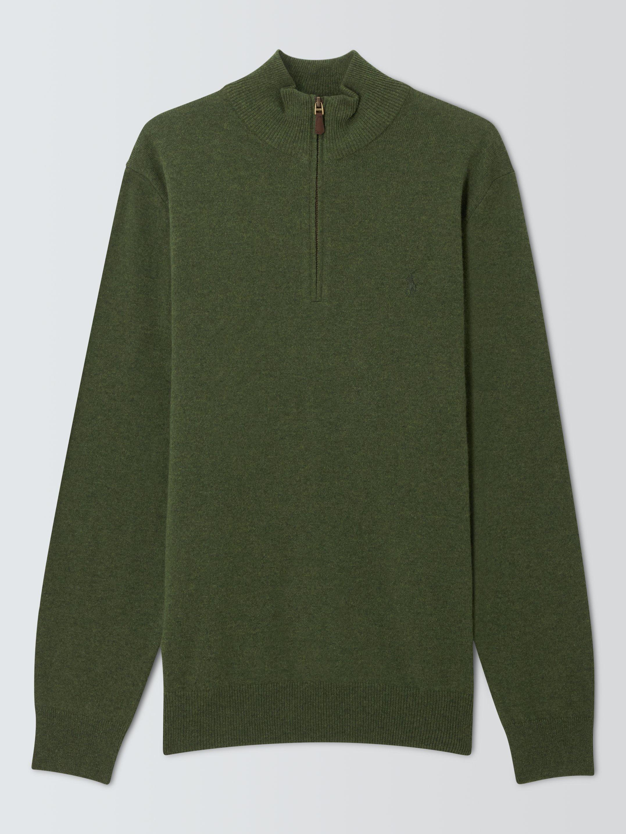 Polo Ralph Lauren Zip Neck Jersey Top, Classic Olive Hthr