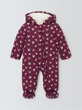 John Lewis Baby Bunny Animal Faces Snowsuit, Purple