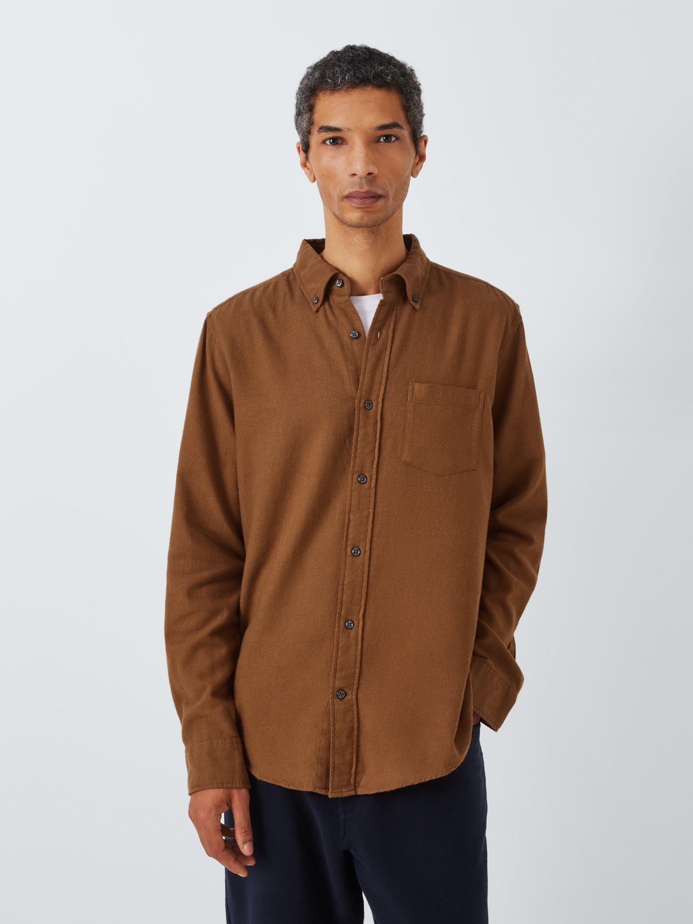 John Lewis Long Sleeve Melange Twill Cotton Shirt, Rubber, Rubber