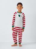 John Lewis Kids' Polar Bear Stripe Pyjamas, Red